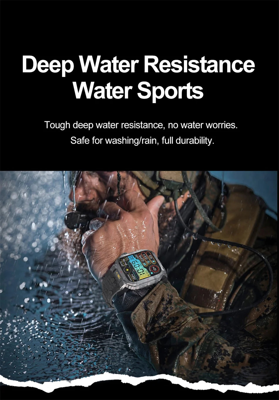 Outdoor Military Smartwatch Men GPS Sports Android iOS 1.91-inch Touch Screen Bluetooth Call Waterproof Smart Watch Android IOS
