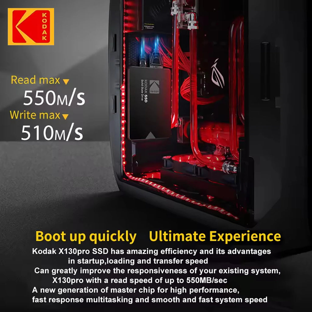 [Brand Storage] Kodak X130Pro Series Ssd-Sata3.0 Ultra-Fast 2.5inch Solid State Drive 512Gb/256Gb/128Gb - Durable Internal Storage for Laptops and Desktops