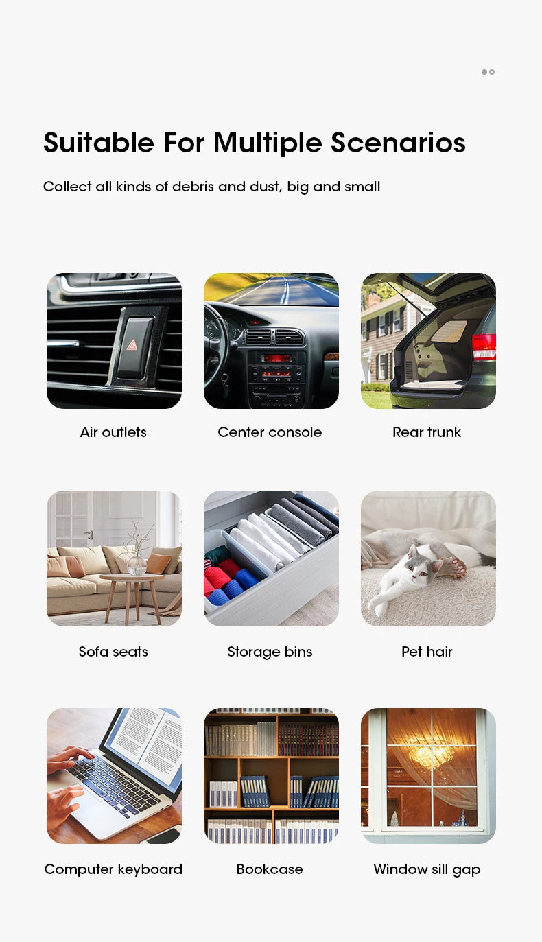 Multi-Functional Mini Wireless Handheld Car Vacuum with Strong Suction Low Noise Portable Essential for Home and Car