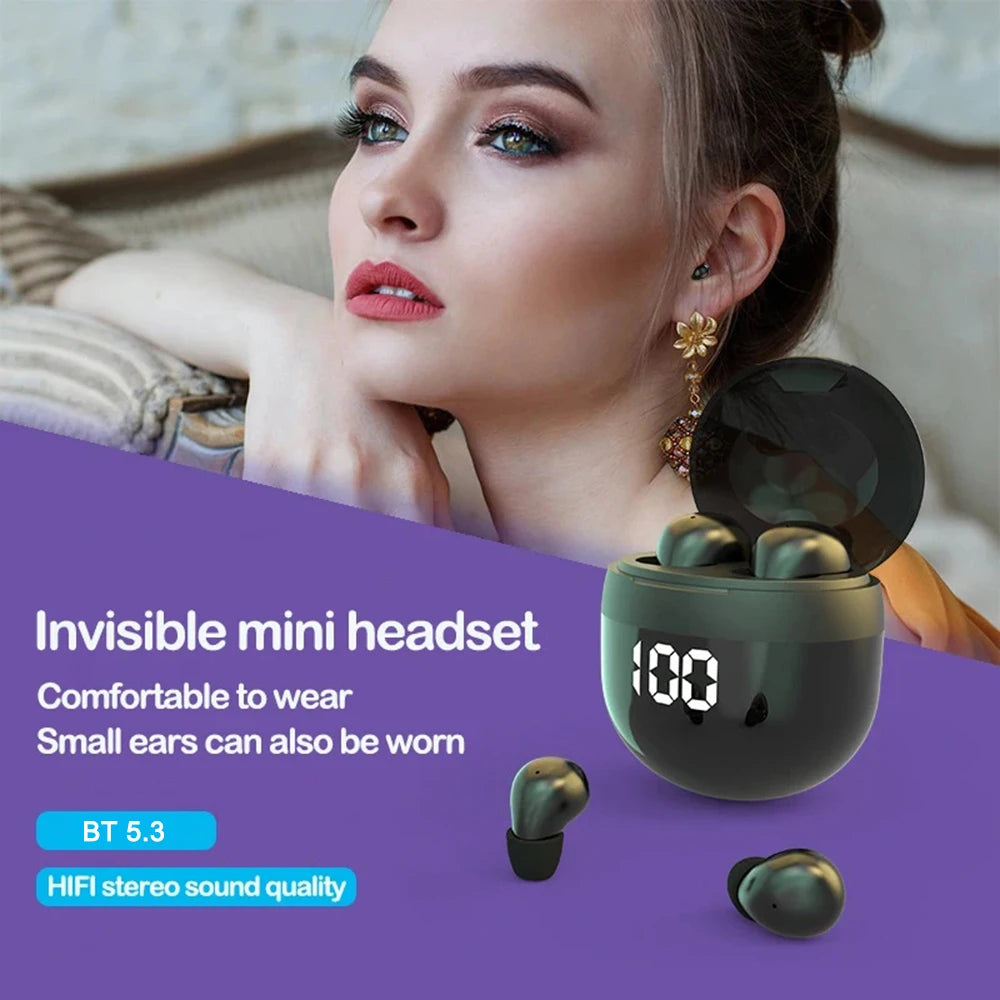 Sleep Invisible Bluetooth Earphone Mini Wireless Headphones IPX5 Waterproof HiFi Stereo Noise Cancelling In Ear Headset Earbuds