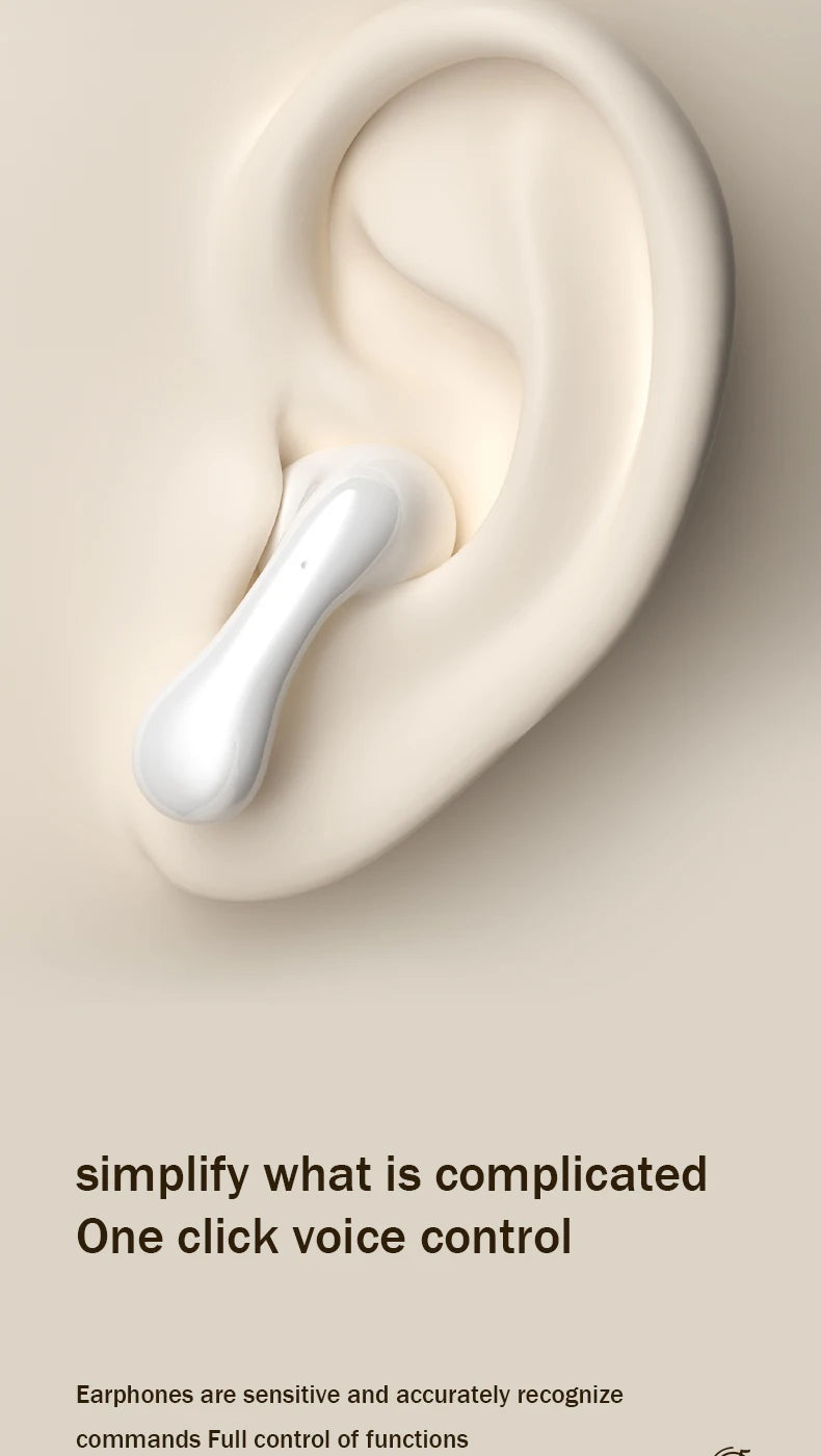 TWS Wireless Bluetooth 5.3 Earphone With Noise canceling LED Power Display Sport Earbuds Casein-Ear Music Clip on Earpods