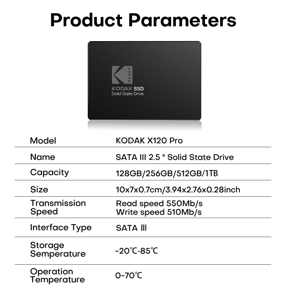 Kodak X120 Pro 2.5" SATA III Internal Solid State Drive SSD 1TB 512GB 256GB 128GB for Laptop Computer PC