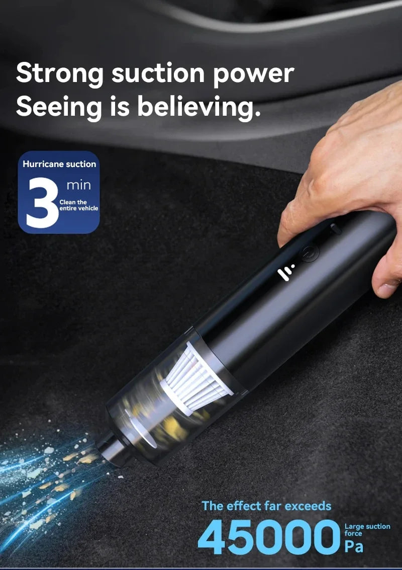 Mini Car Vacuum Cleaner Cleaning Powerful Suction Handheld Car Vacuum Cleaner Rechargeable for Car and Home Auto Vacuum Cleaner