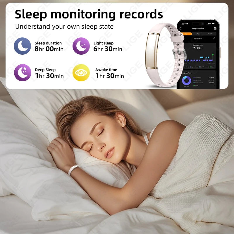 LIGE No Screen Smart Bracelet Blood Oxygen Health Monitor Watches Waterproof Sports Fitness Women's Smart Watch for Android ios