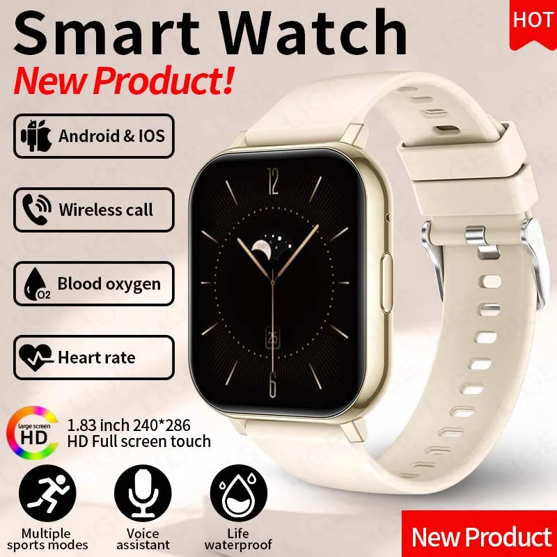 LIGE 1.83" HD Screen Smartwatch Fitness Health Monitor 2026 New Bluetooth Call Waterproof Call Reminder Smart Watch Men Women