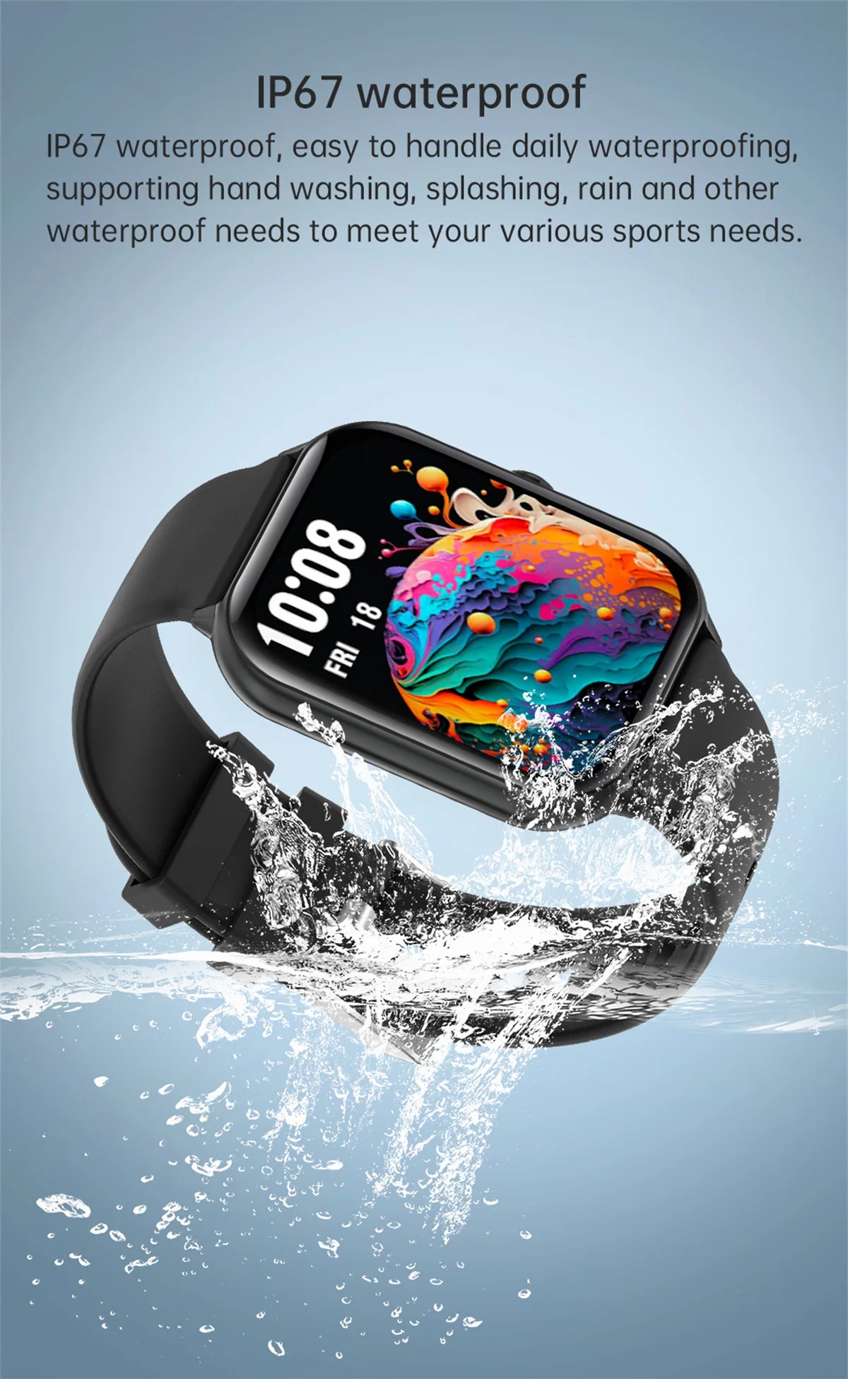 Smart Watch Men Women 1.95" HD ouch Screen Bluetooth Voice Call Heart Rate Monitoring Fitness Sports Tracker 100+ Sports Modes