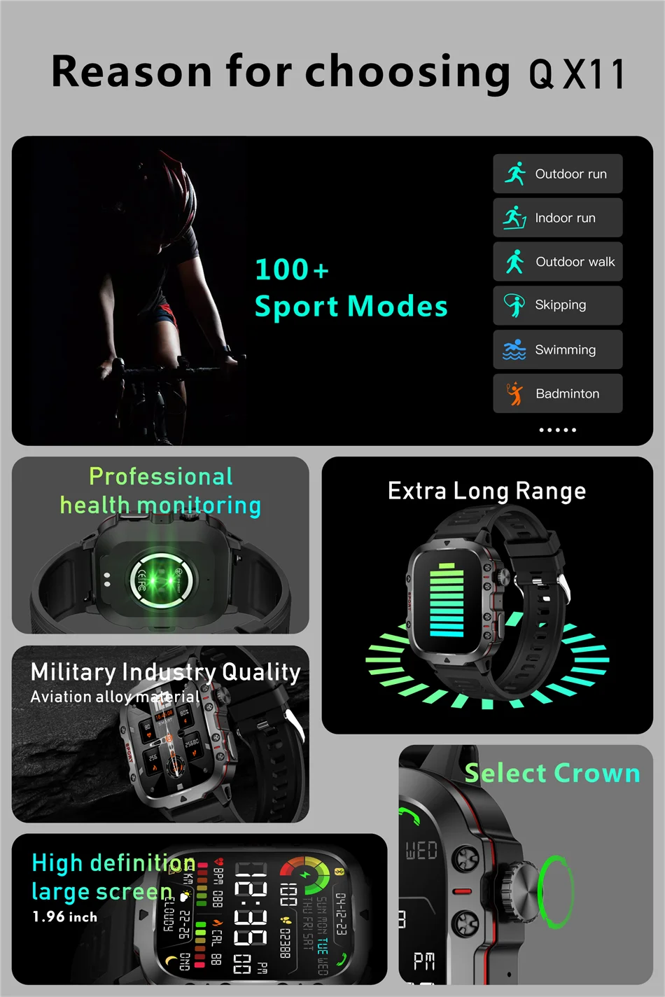 LIGE Military Smart Watch Men Outdoor Sports 3ATM Waterproof  Blood Oxygen Bluetooth Call Watches Men Smartwatch For Android New