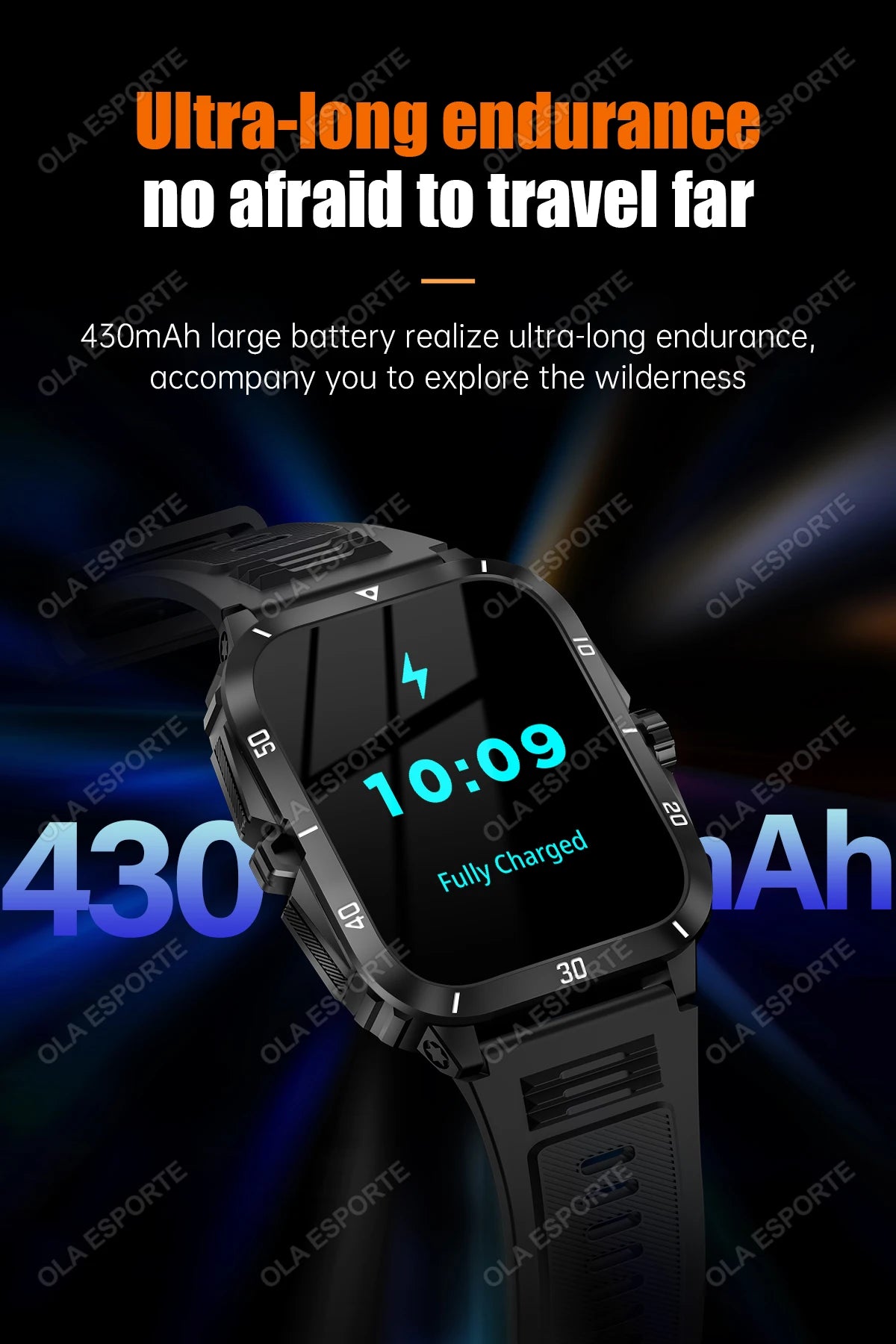 Smart Watch 3ATM Waterproof 1.96" IPS Screen Military KT71 Men 100+ Sport Mode Heart Rate Blood Pressure Bluetooth Call
