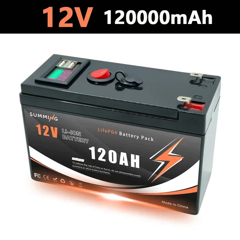 12V LiFePO4 150Ah Lithium Battery 4300+ Deep Cycles, for Power Wheels Toys, Scooter, Radio, Kayak Fish Finder, Solar Panel