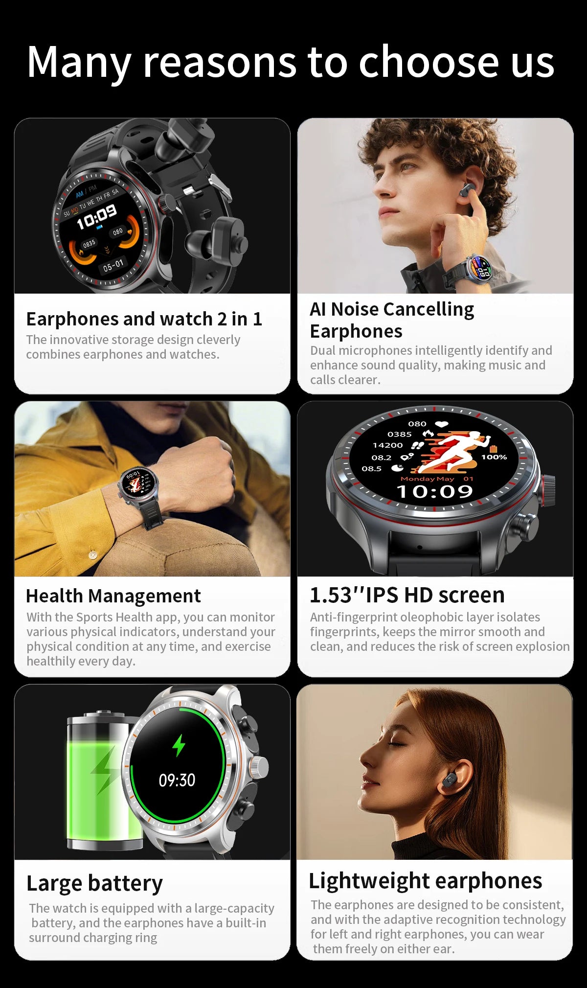 Bluetooth Headset Smartwatch 2-in-1,Call,Music,Health Monitor,Fitness Tracker,Men Women Waterproof Smart Watch For Android IOS