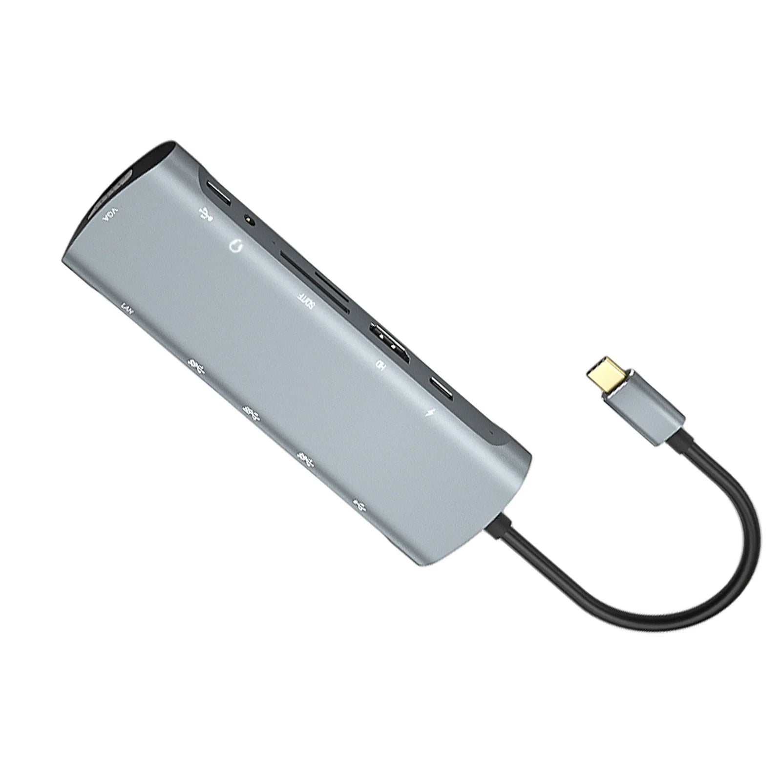 12-In-1 Hub Docking Station Type C to PD HD VGA USB3.0*3 USB2.0 RJ45 Card Reader Headphone Type C/M Docking Station