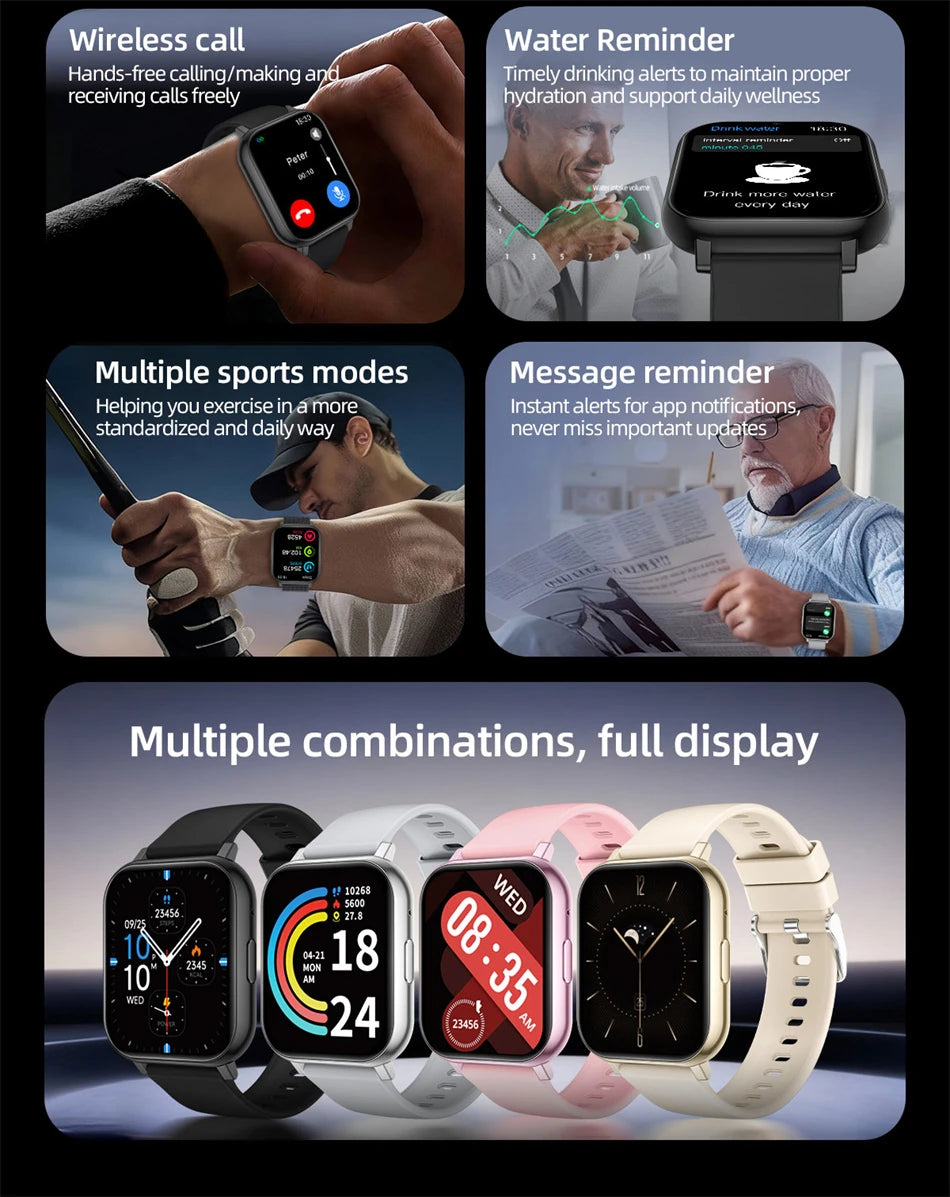 LIGE Digital Watches Women Smart Watch Men 1.83" Full Touch Screen Fitness Tracker Bluetooth Call Smartwatches for Android iOS