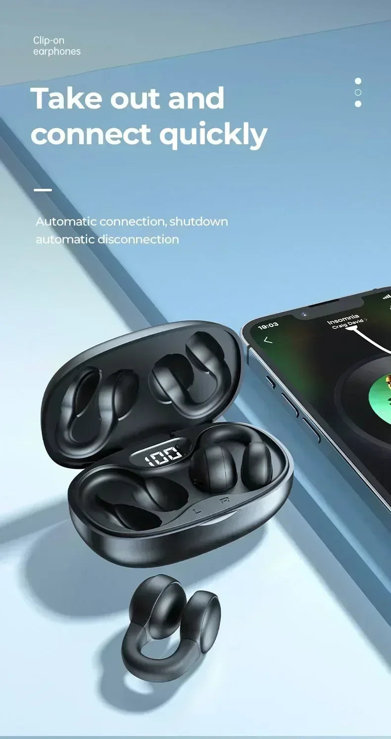 Wireless Earphone Noise Reduction Bluetooth LDE Power Display Earbuds in-Ear Headsets with Mic Touch Control for Phones