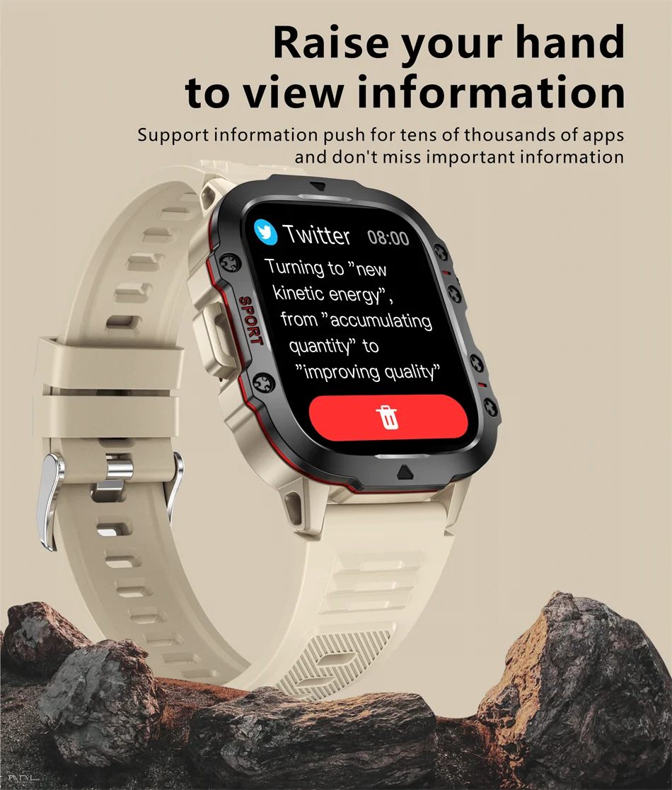 LIGE Military Smart Watch Men Outdoor Sports 3ATM Waterproof  Blood Oxygen Bluetooth Call Watches Men Smartwatch For Android New