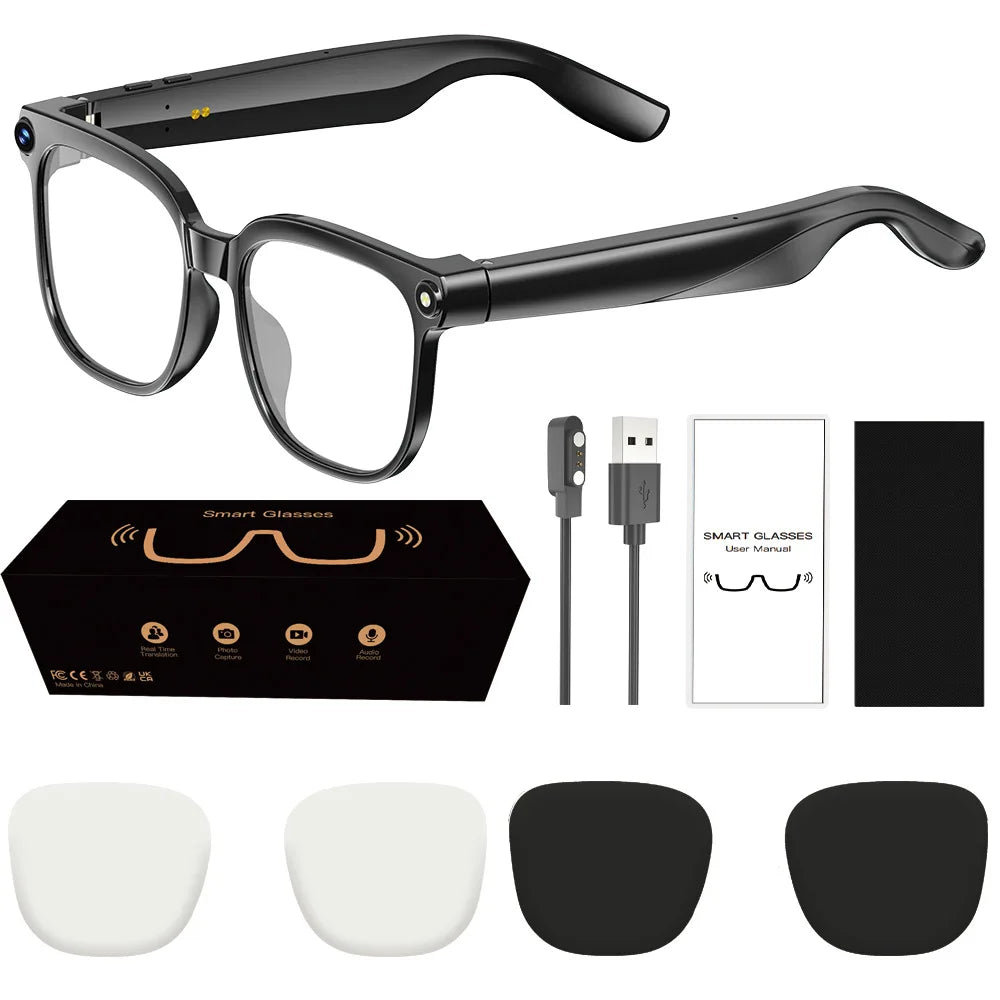 Smart Glasses 800W HD Camera Video Simultaneous Interpretation Bluetooth Call Outdoor Sport AI Smart SunGlasses For Mens Women