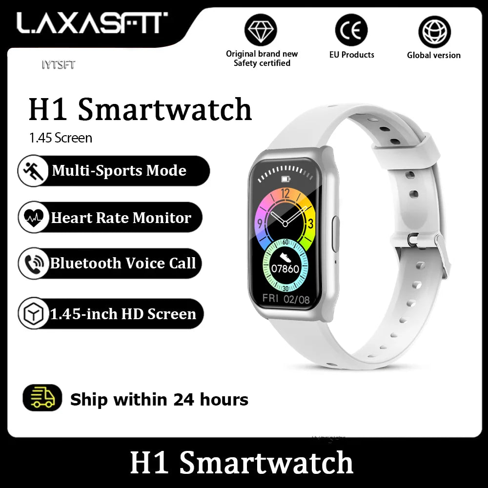 LAXASFIT New 1.45" HD Screen Smartwatch Men Women Bluetooth Call Voice Sport Fitness Tracker Smart Watch For Android IOS