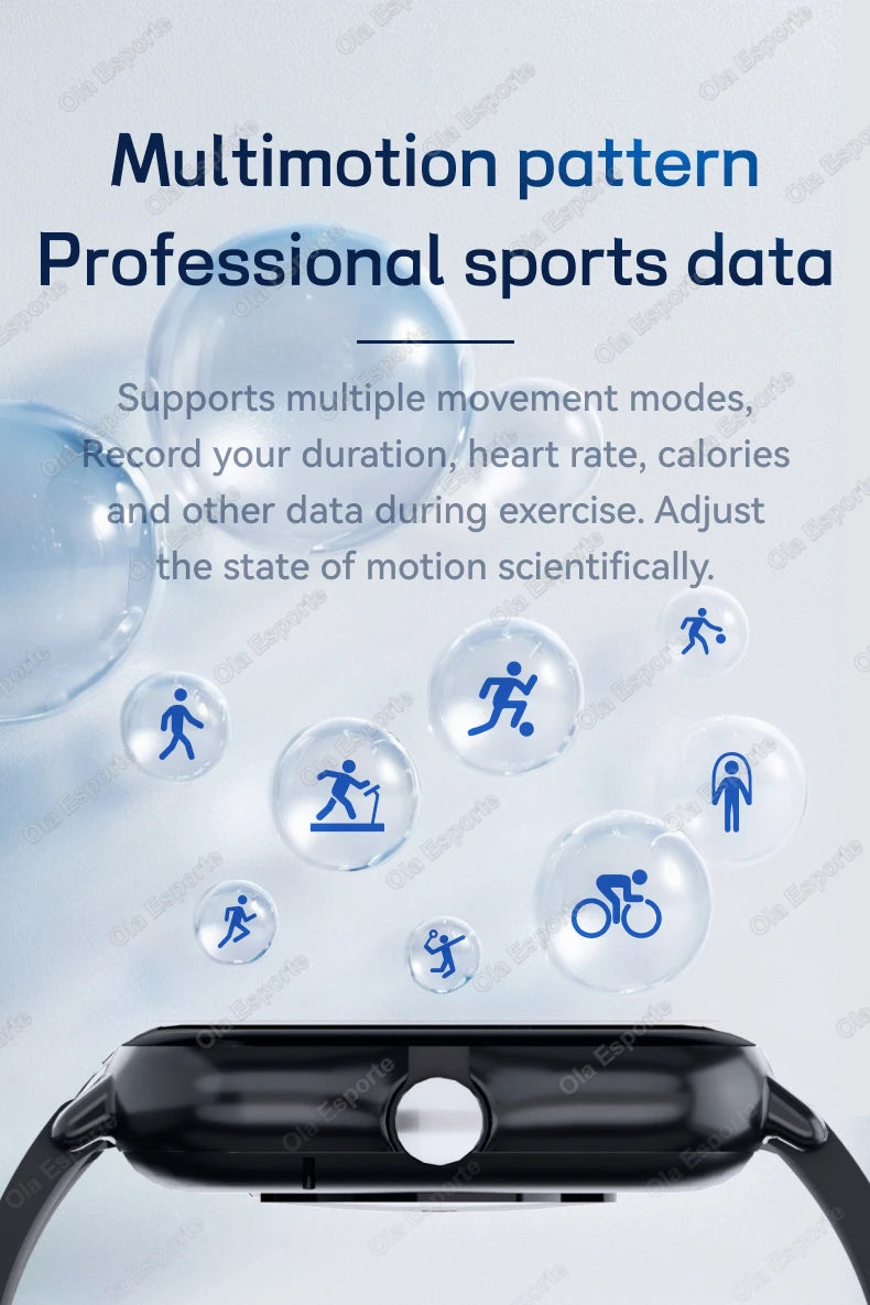 New Smart Watch Android IOS Phone 2.01'' Inch Color Screen Bluetooth Calls Blood Oxygen Monitor smartwatch For Women Men Gifts
