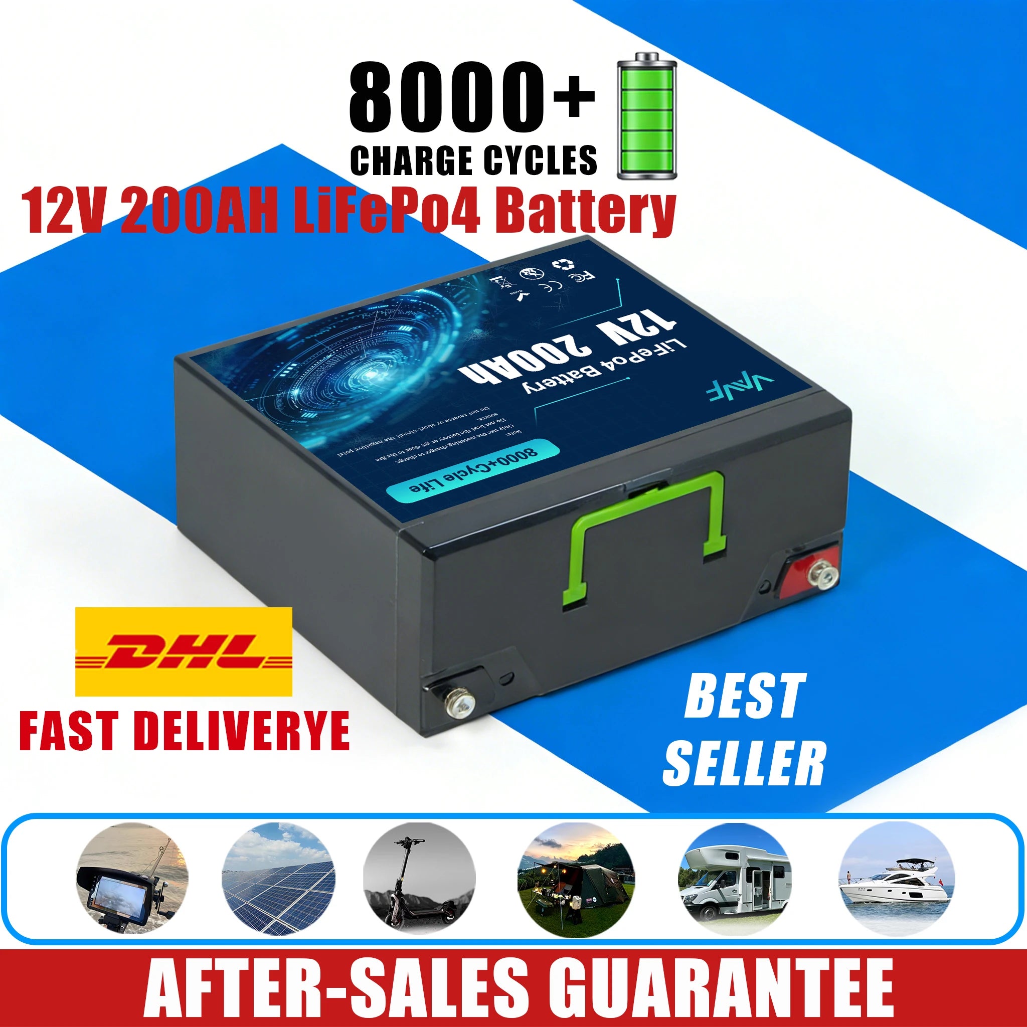 12V 200Ah LiFePO4 Battery with BMS 8000+🌻Cycles,for,Off-Road Adventures🏋️& Off-Grid Homes,Solar Energy Storage,RV Travel,Boats