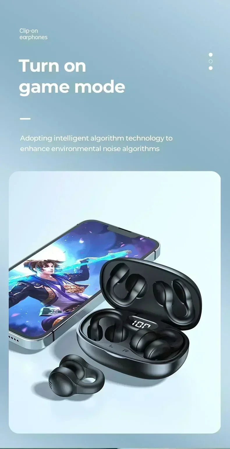 Wireless Earphone Noise Reduction Bluetooth LDE Power Display Earbuds in-Ear Headsets with Mic Touch Control for Phones
