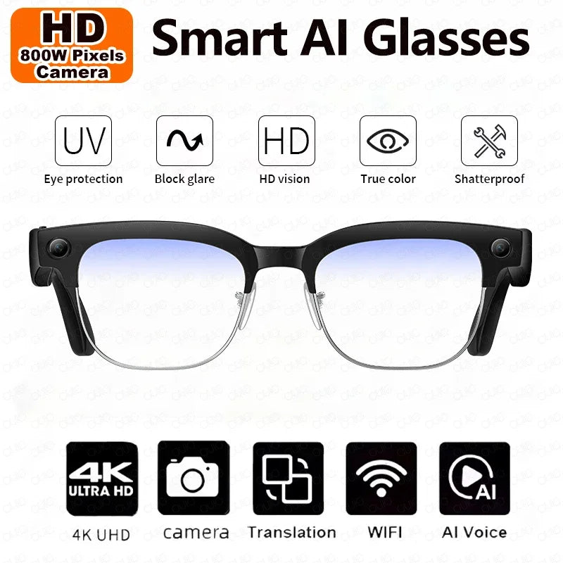 Smart Glasses 800W Camera 2026New Technologies Video Recording AI Photo Recognition Bluetooth Calls Voice Translation Sunglasses