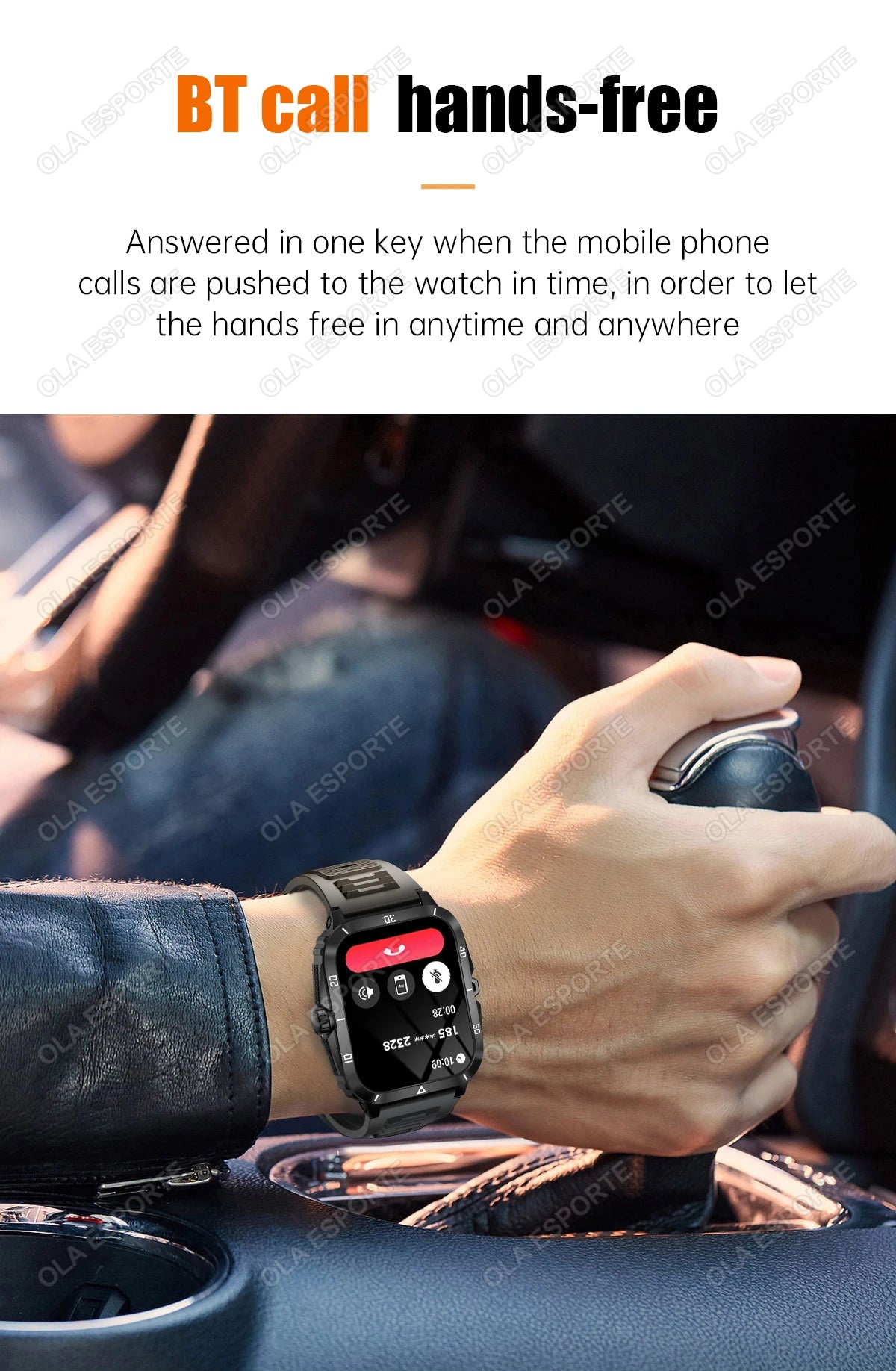 Smart Watch 3ATM Waterproof 1.96" IPS Screen Military KT71 Men 100+ Sport Mode Heart Rate Blood Pressure Bluetooth Call