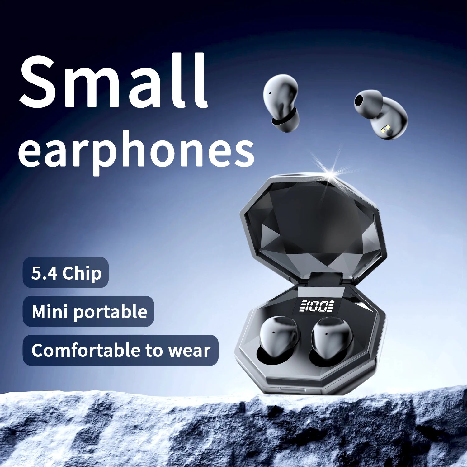 Mini Headphones Wireless Bluetooth Earphones 5.4 TWS In Ear Invisible Headsets HIFI Bass Sleep Earbuds Noise Reduction Earphone