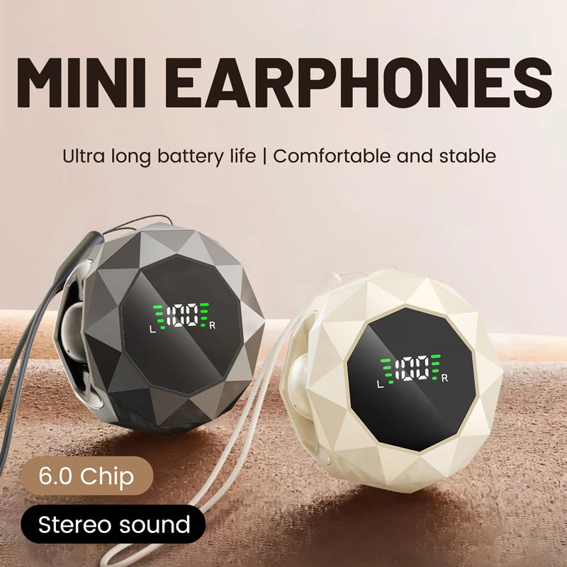 MINI Headphones Wireless Bluetooth Earphones 6.0Chip In Ear Invisible Headsets HIFI Bass Sleep Earbuds Noise Reduction Earphone