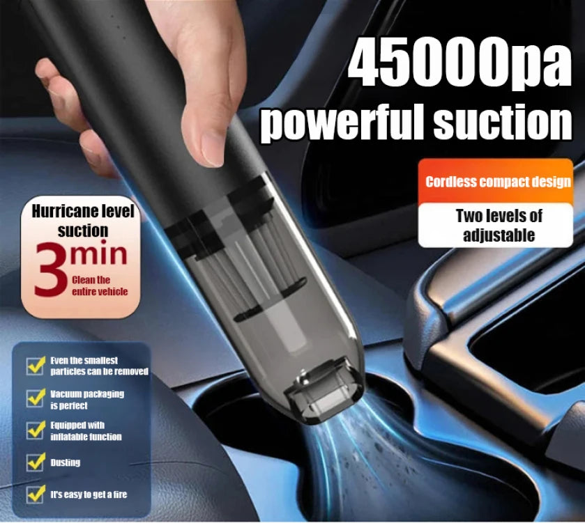 Mini Portable Car Vacuum Cleaner, Type-C Rechargeable Wireless Blower & Suction, Multifunctional, Ideal for Car
