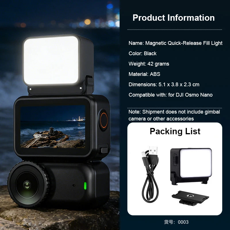 IPX4 Vlogging Light Mini LED Action Camera Video Light Magnetic Photography Lighting for DJI Osmo OsmoCamera Cage Accessories