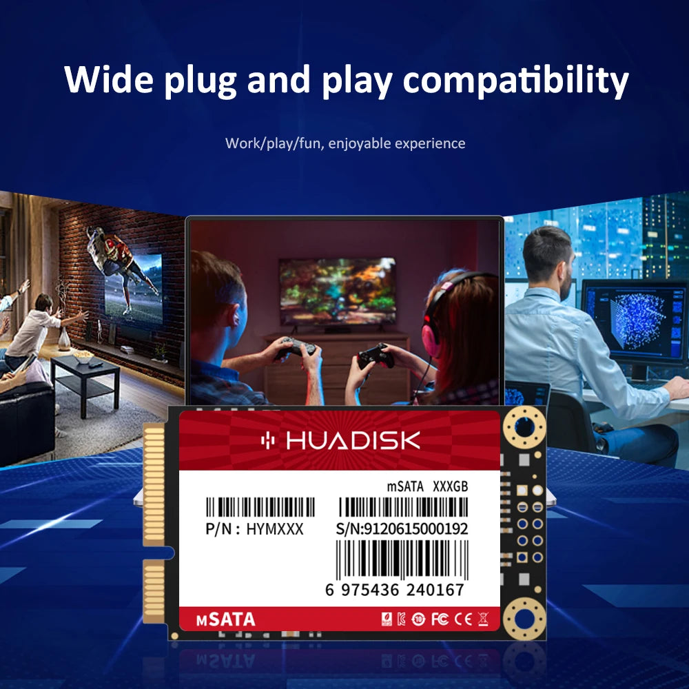 HUADISK Internal Solid State Drive MINI SATA3.0 128GB 256GB 512GB 1TB MSATA SSD Solid State Hard Drive For Desktop