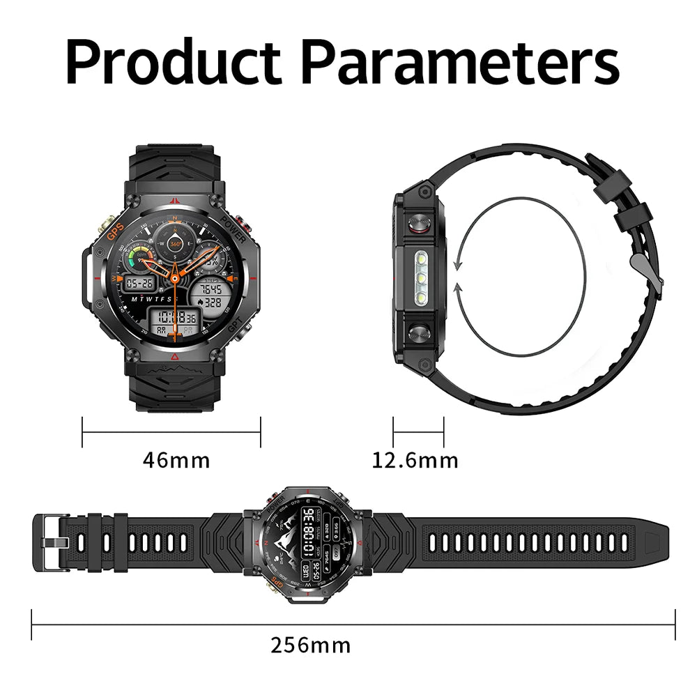 2026 NEW Military Outdoor GPS Sports Smart Watch Men 1.39" 5ATM Waterproof 530mAh ChatGPT AI Assistant Compass Smartwatch