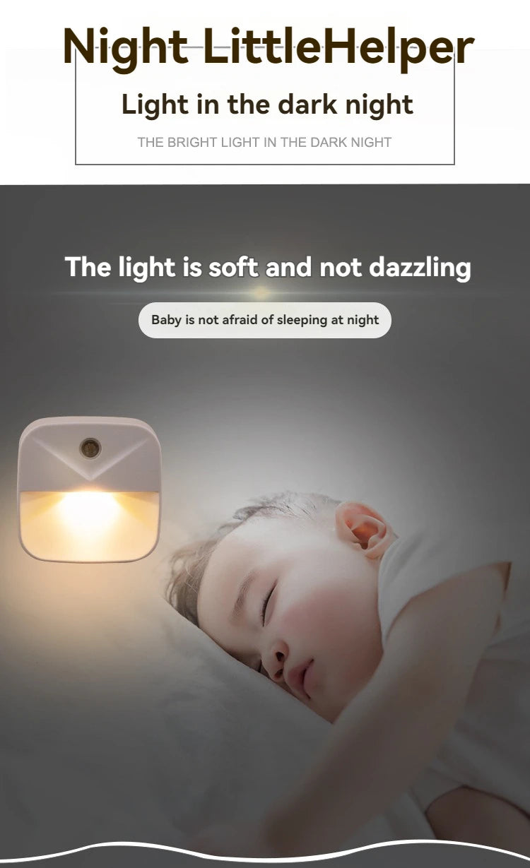 Smart Auto LED Night Light: Motion Sensor & Dusk-to-Dawn Plug-in for Energy Saving Home/Gift