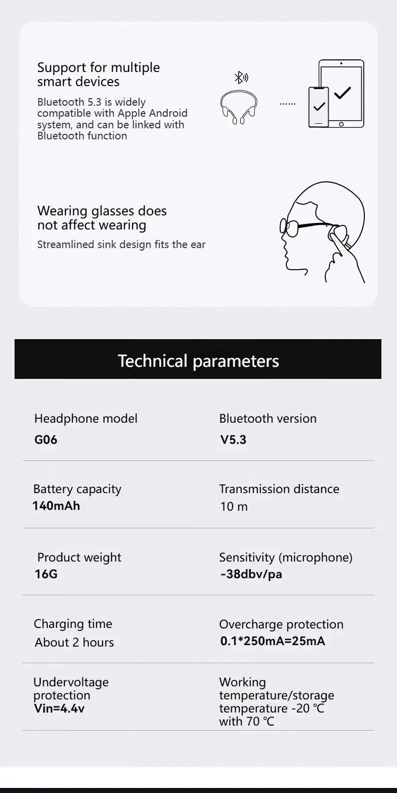 Bone Conduction Bluetooth Earphones Wireless Headset Waterproof Dual Mic Noise Reduction Type-c Charging Sports Earphone