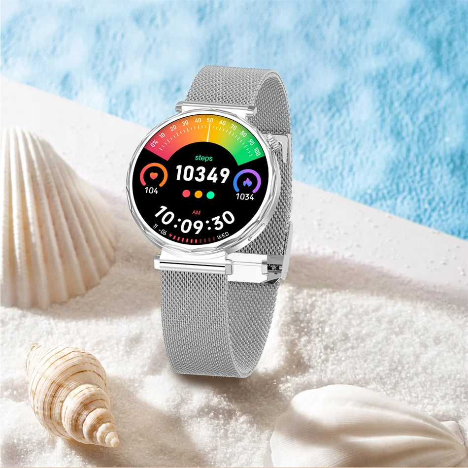 Bluetooth Call Smartwatches Ladies AMOLED HD Screen Heart Rate Monitor Bluetooth Call IP68 Waterproof Smart Watch 2025 New
