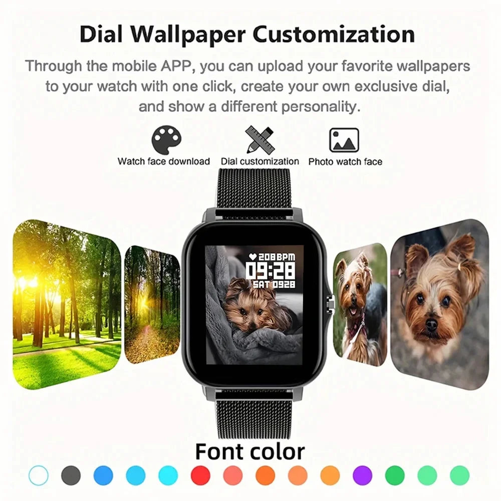 New Smart Watch Android IOS Phone 1.44 Inch Color Screen Bluetooth Call Blood Oxygen/Pressure Monitoring Smart Watch Women Men