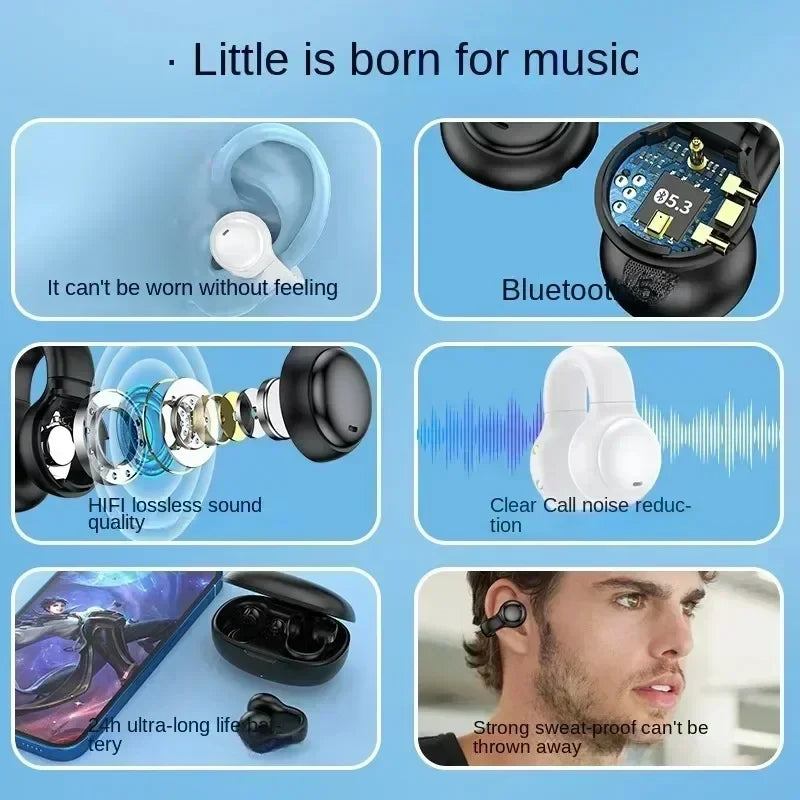 Wireless Earphone Noise Reduction Bluetooth LDE Power Display Earbuds in-Ear Headsets with Mic Touch Control for Phones
