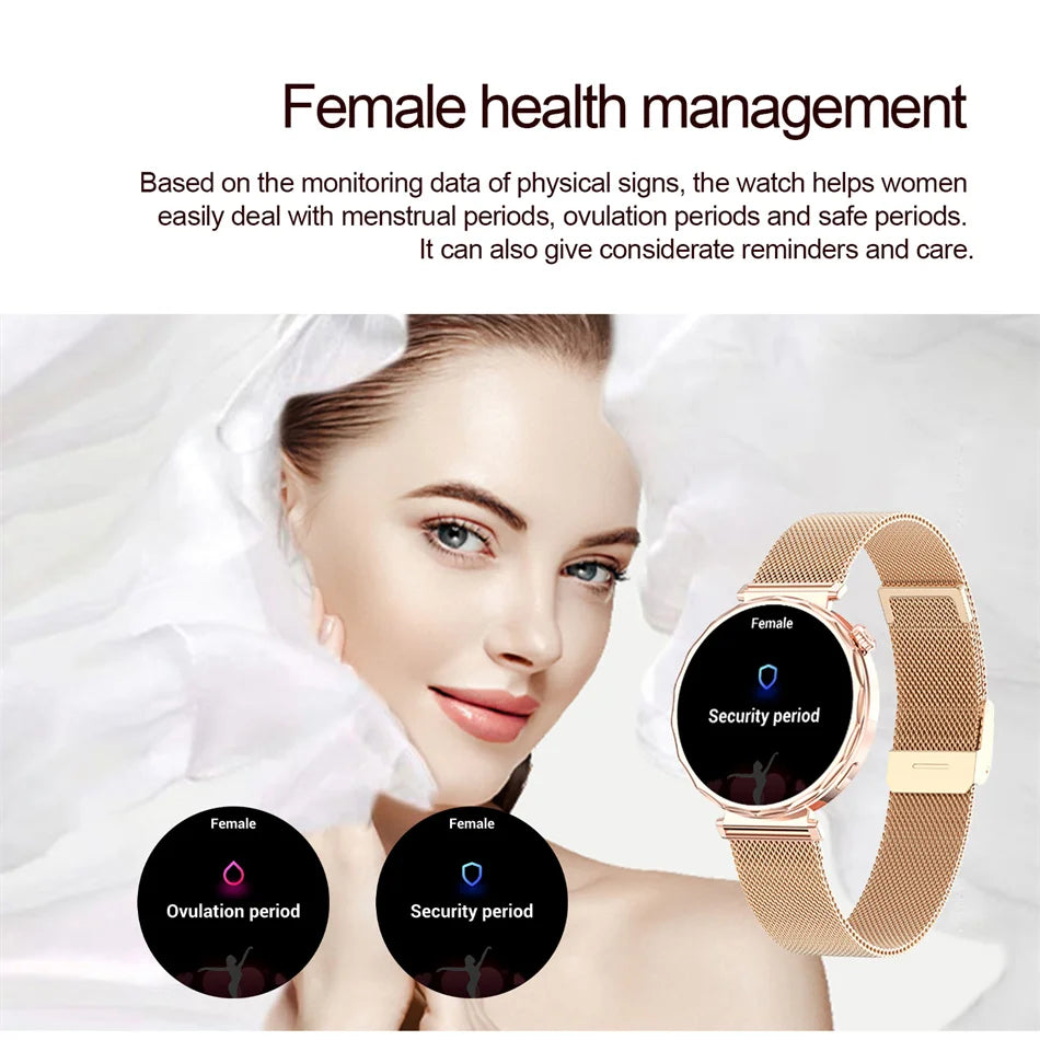 Bluetooth Call Smartwatches Ladies AMOLED HD Screen Heart Rate Monitor Bluetooth Call IP68 Waterproof Smart Watch 2025 New