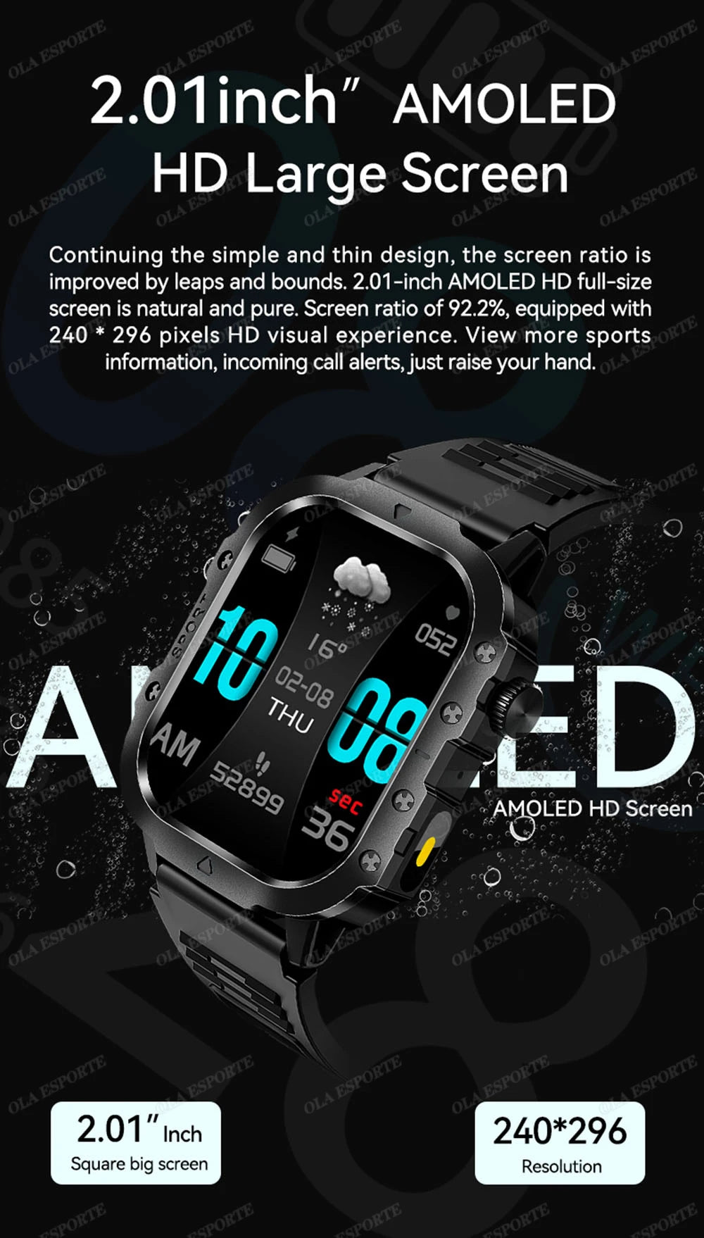 Military Smart Watch Men Waterproof Outdoor Sports Tracker LED Flashlight Bluetooth Call Men Smartwatch For Android iOS