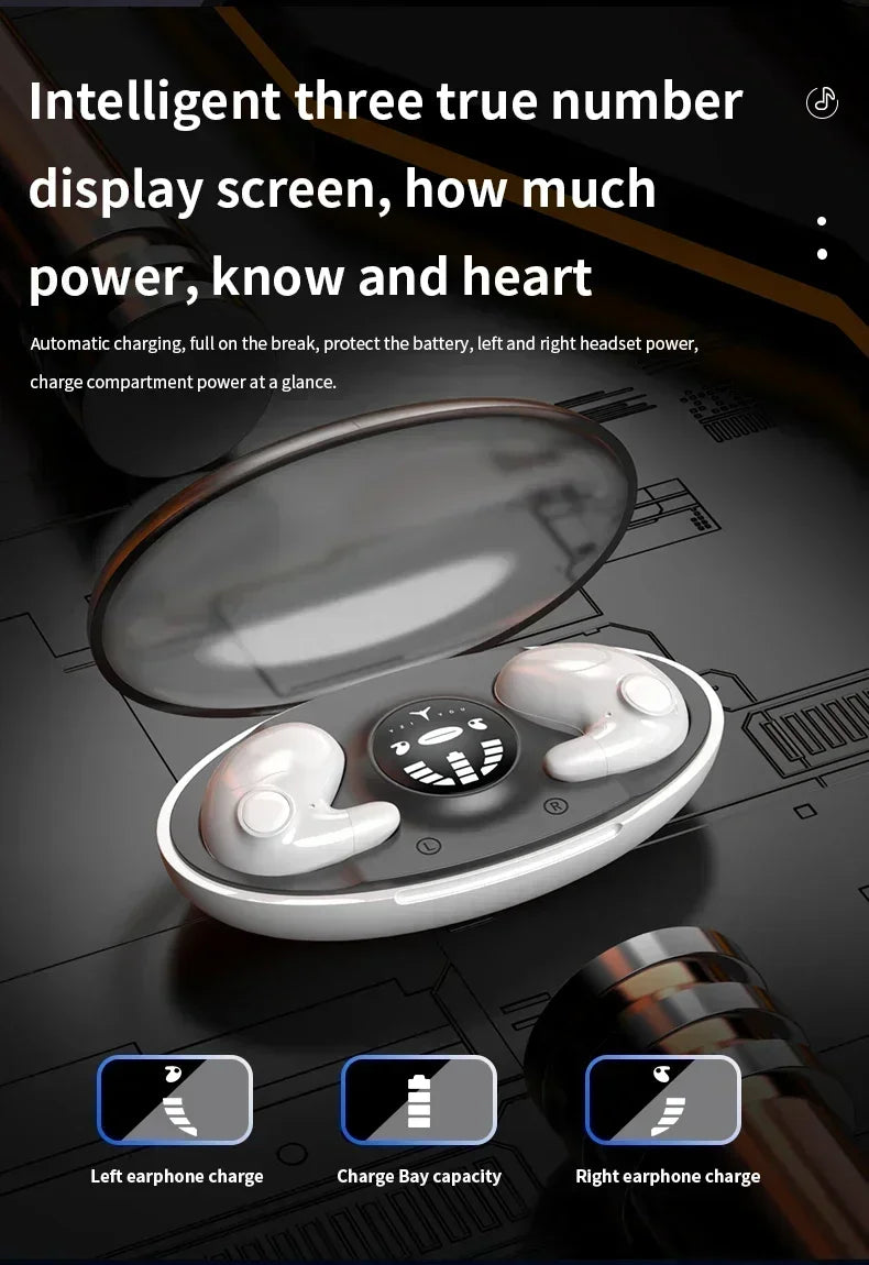 HiFi Stereo Sports Wireless Headsets Mini Bluetooth 5.3 Earphones ENC Noise Cancelling Earbuds Invisible Sleep Headphones