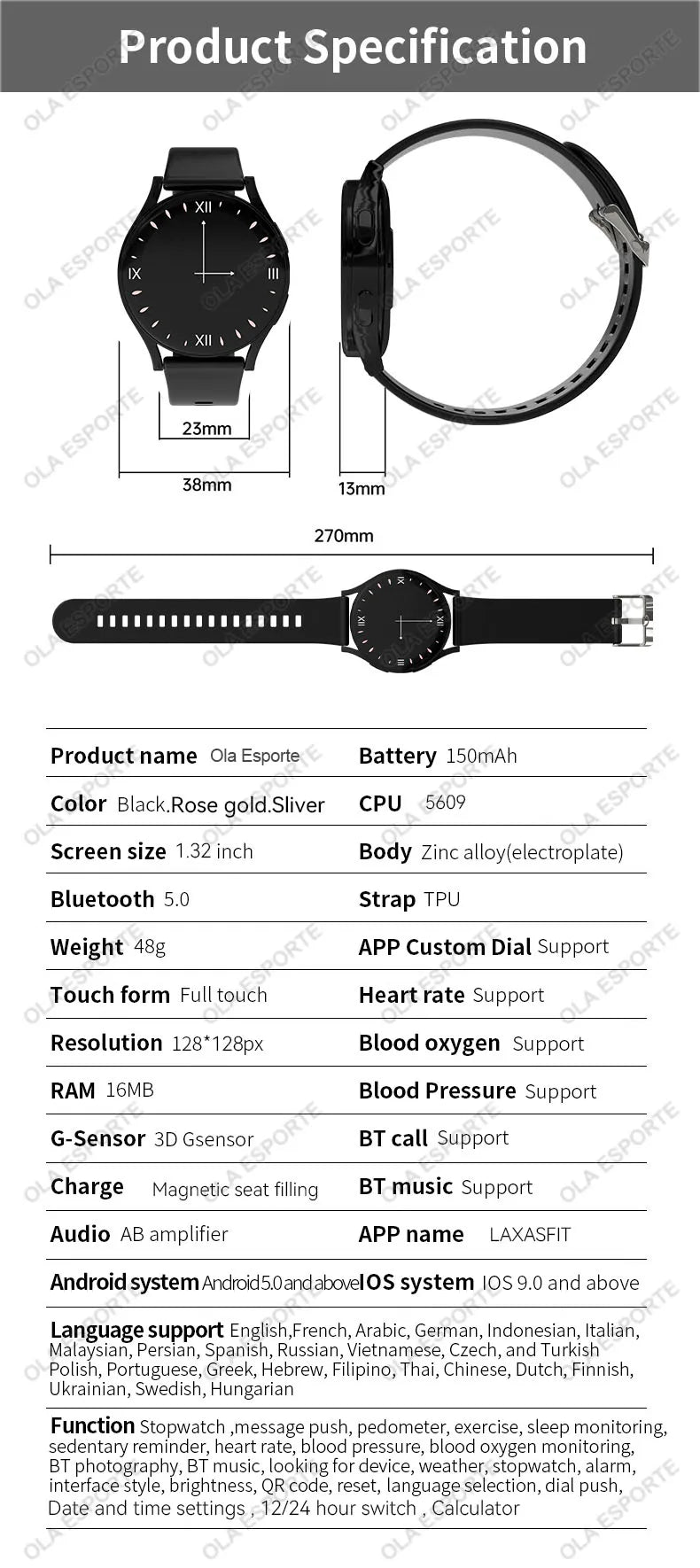 Smart Watch 1.32inch HD AMOLED Screen Bluetooth Call Health Monitor Smartwatch Men Women Fitness Sports Watches For Android IOS