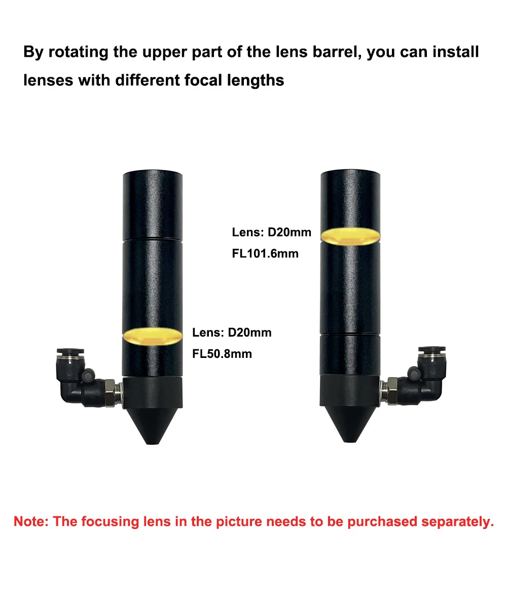 DIGRAY CO2 Laser Head E Series D20mm FL50.8&63.5&101.6mm Adapter Lens 25mm For Laser Engraving Machine