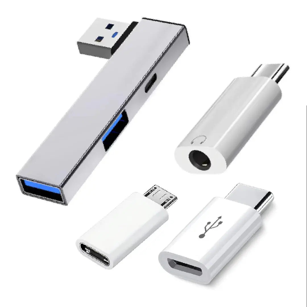 In-line Docking Station Set: USB/Type-C Dual-Port 3.0 Hub + Type-C to 3.5mm Headphone Adapter