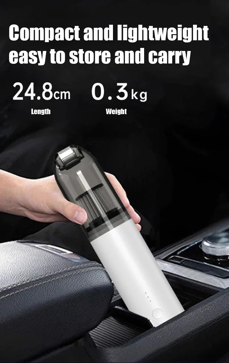 Mini Portable Car Vacuum Cleaner, Type-C Rechargeable Wireless Blower & Suction, Multifunctional, Ideal for Car