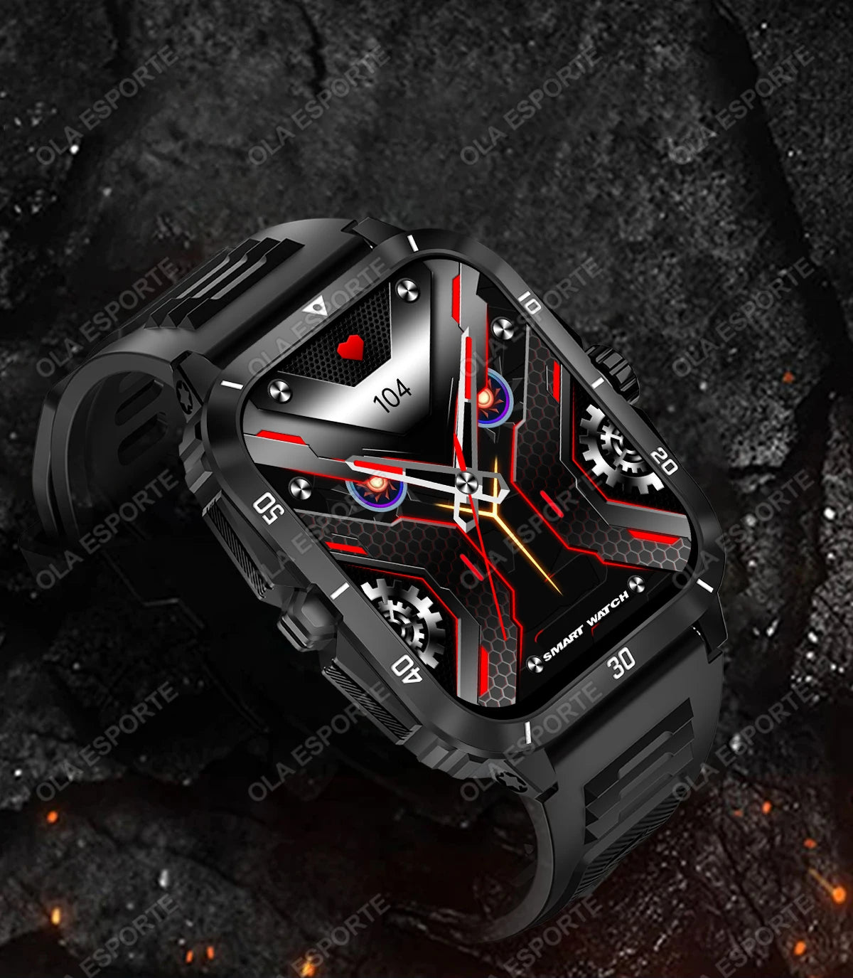 Smart Watch 3ATM Waterproof 1.96" IPS Screen Military KT71 Men 100+ Sport Mode Heart Rate Blood Pressure Bluetooth Call