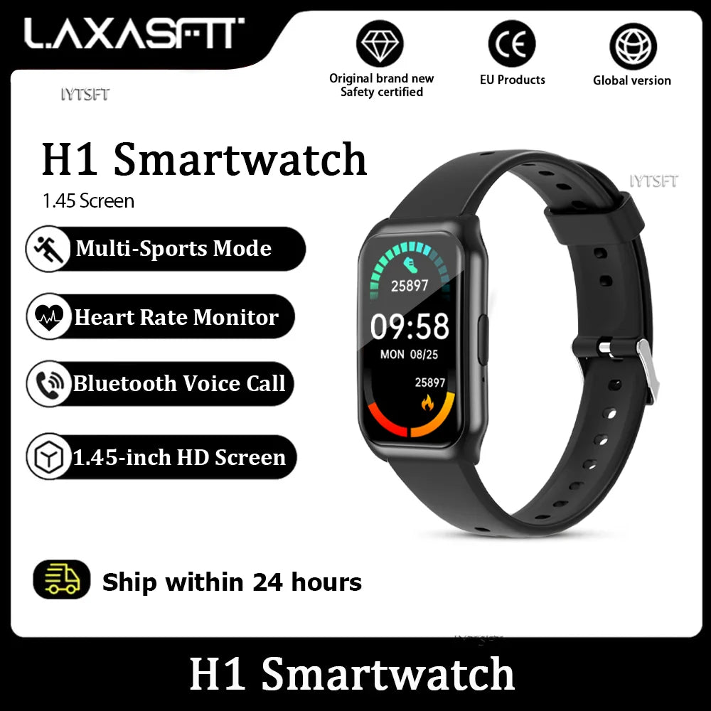 LAXASFIT New 1.45" HD Screen Smartwatch Men Women Bluetooth Call Voice Sport Fitness Tracker Smart Watch For Android IOS