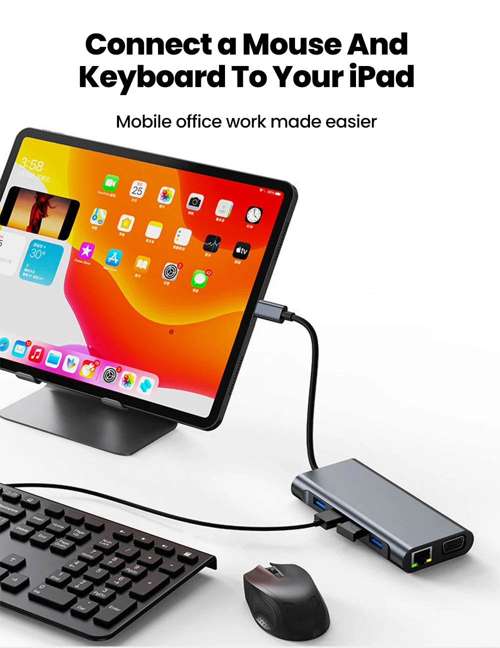 11-in-1 Type-C Docking Station USB C Splitter to USB3.0/USB2.0/4K HDMI/VGA/PD 87W/100M RJ45/AUX/SD/TF Adapter For Laptop Macbook