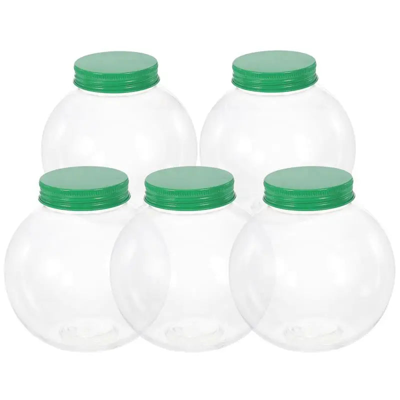 5pcs 500ml Christmas Candy Jar Ball Shaped Candy Cookie Snack Chocolate Packing Bottle Container New Year Decoration