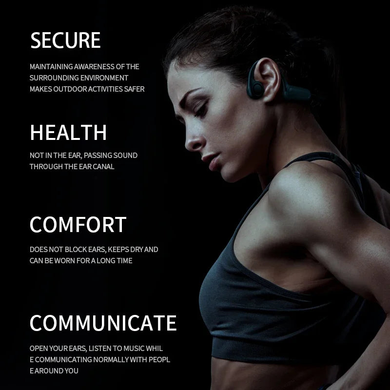 Wireless Bone Conduction Earphones Bluetooth 5.3 Sports Headphones Ear Hook Headsets for Running Driving