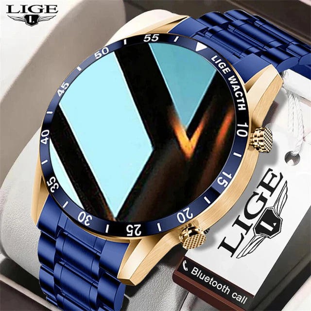 LIGE New Bluetooth Call Smart Watch Men Heart Rate Monitor Luxury Steel Sport Fitness Smartwatch IP67 Waterproof For Android iOS