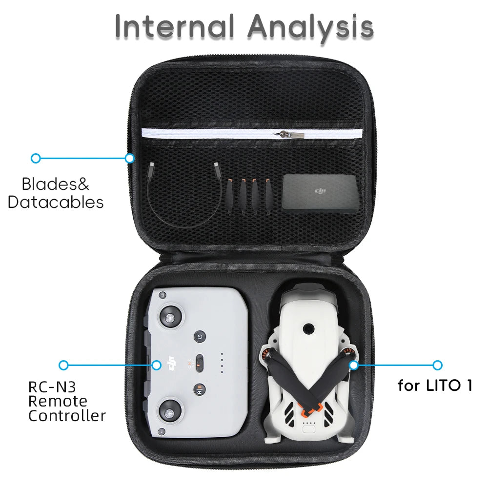 For DJI LITO X1 1 RC 2 RC N3 Portable Hard Shell Storage Bag Box Shockproof Travel Carrying Case Handbag Drone Accessories ﻿